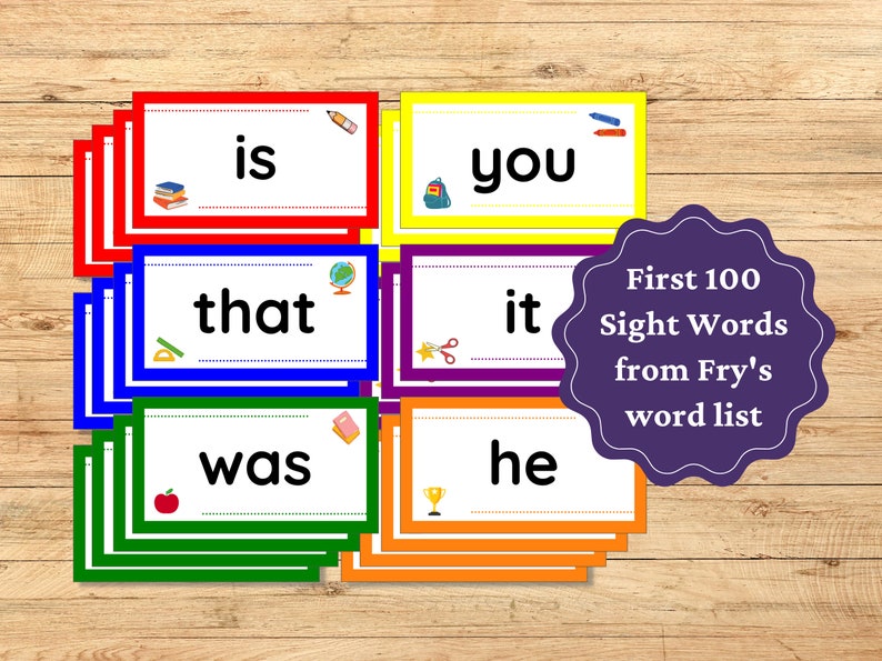 Sight Words 100 Printable Flashcards For Kindergarteners Etsy