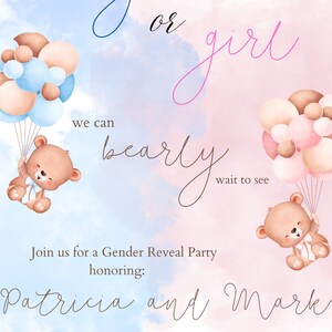 We Can Bearly Wait! Gender Reveal Invitation