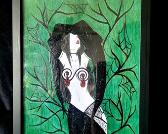 Framed Witch Art: Traditional 8.5x11 Print
