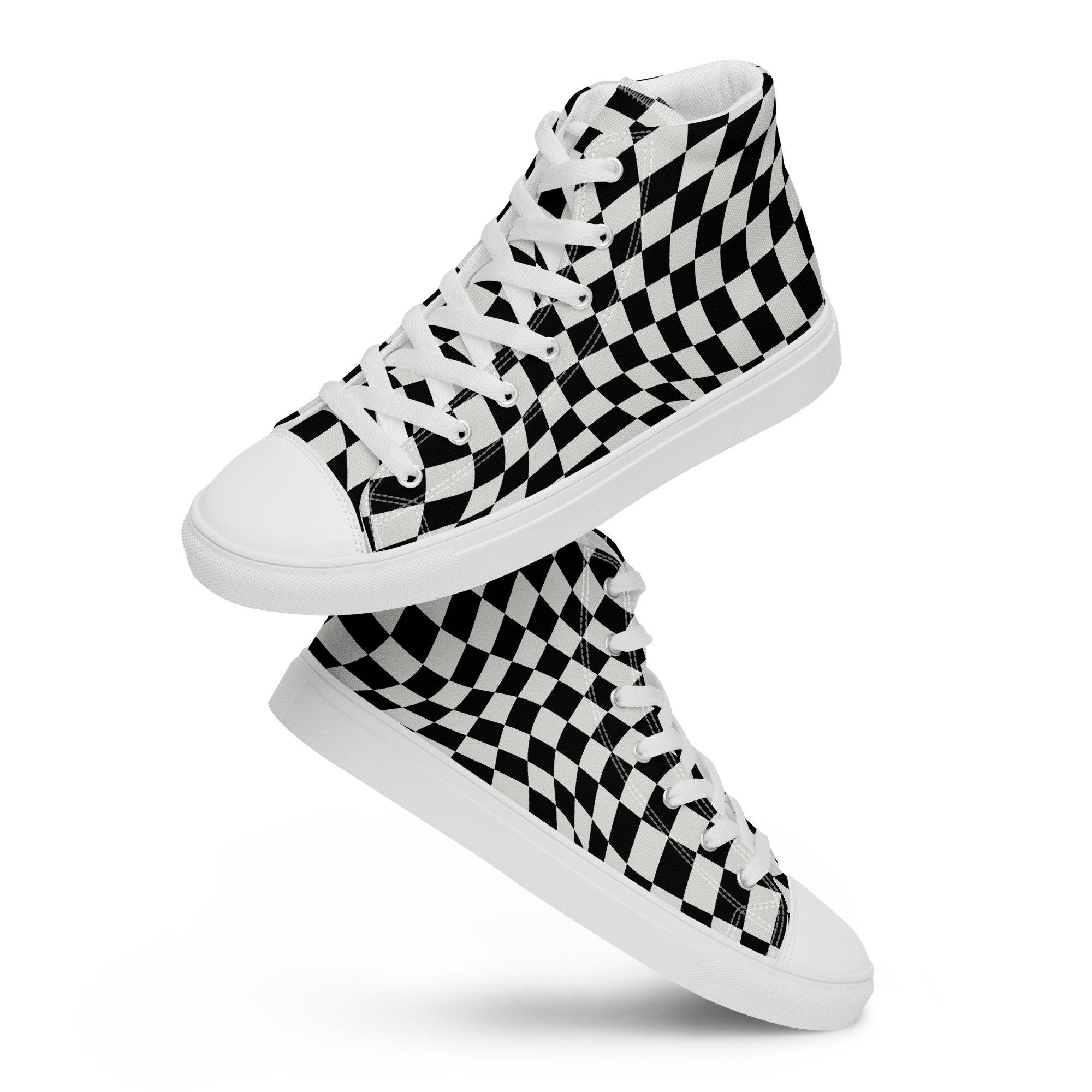 Discover Schwarz Weiß Karierte Herren High Top Sneaker