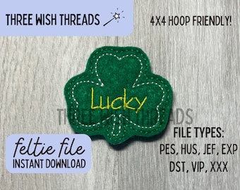 Lucky Shamrock Feltie File // St. Patrick's Day Feltie // Bordado de máquina // Descarga digital instantánea // Badge Reel Feltie