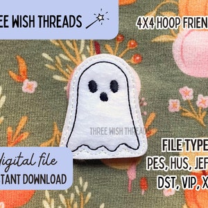 ITH Geister-Filzdatei || Süßer Geist Halloween Maschinenstickerei || Sofortiger digitaler Download || Anstecker Reel Feltie