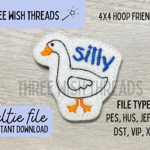 Silly Goose Feltie File || Goose Feltie || Machine Embroidery || Instant Digital Download || Badge Reel Feltie
