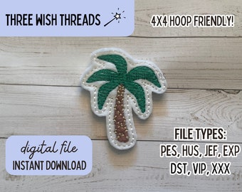ITH Palm Tree Feltie File || Summer Beach Feltie || Machine Embroidery || Instant Digital Download || Badge Reel Feltie