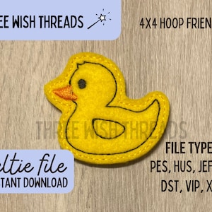 Duck Feltie File || Rubber Duck Feltie || Machine Embroidery || Instant Digital Download || Badge Reel Feltie