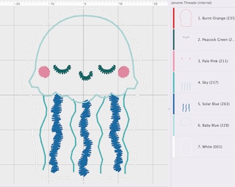 Archivo de fieltro de medusa // Feltie de vacaciones de verano en el océano // Bordado a máquina // Descarga digital instantánea // Carrete de insignias de fieltro
