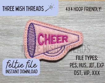 Cheer Megaphone Feltie File || Cheerleading Feltie || Machine Embroidery || Instant Digital Download || Badge Reel Feltie