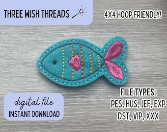 Archivo de fieltro de rayas de peces // Fieltro de playa, océano y verano // Bordado a máquina // Descarga digital instantánea // Carrete de insignias de fieltro