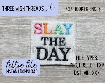 Mata el archivo Feltie del día // Feltie de positividad // Bordado de máquina // Descarga digital instantánea // Badge Reel Feltie