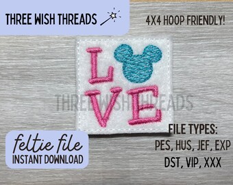 ITH Love Mic Feltie File // Mouse Feltie // Bordado de máquina // Descarga digital instantánea // Badge Reel Feltie