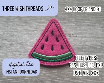 Archivo de fieltro con forma de rodaja de sandía de ITH // Feltie con delicias de verano // Bordado a máquina // Descarga digital instantánea // Feltie con carrete de insignia