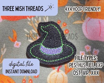 Archivo de fieltro para sombrero de bruja ITH // Lindo bordado a máquina de Halloween // Descarga digital instantánea // Carrete de insignias de fieltro