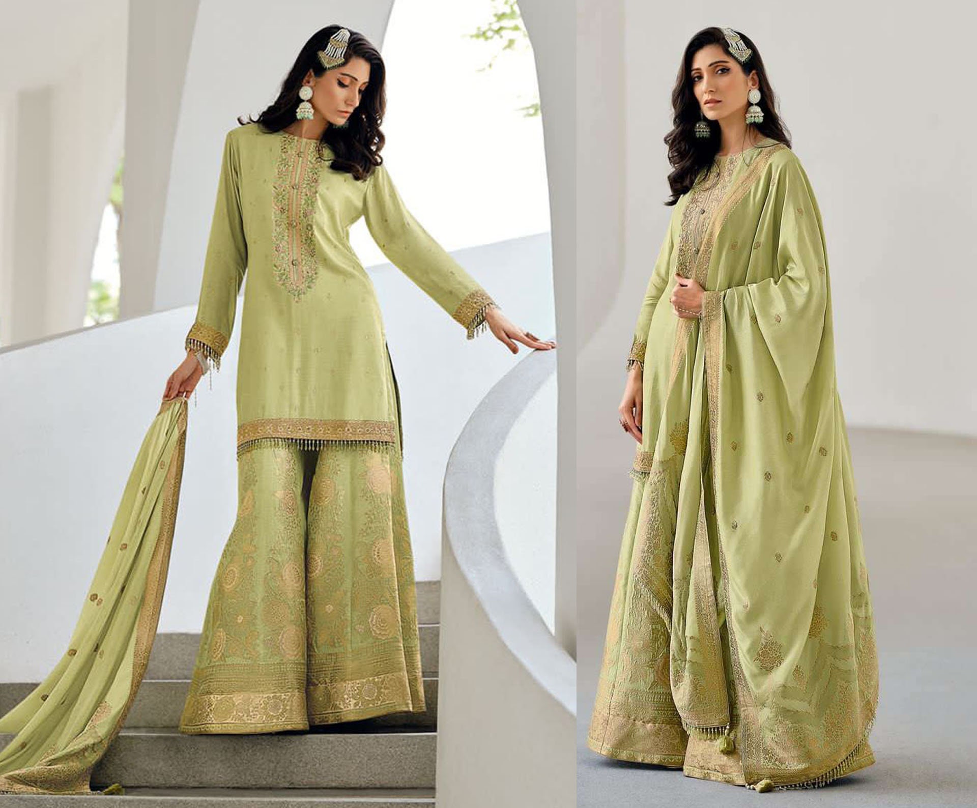 Designer suits with 2025 banarasi dupatta