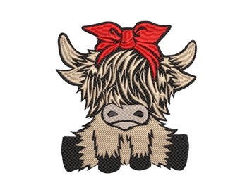 Highland Cow Embroidery Design 5 Sizes, Heifer Embroidery Machine Design, Animal Embroidery Design, Highland Cow Love Embroidery Design