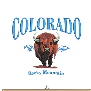 Colorado Mountain Embroidery Design 5 Size, Colorado Bison Machine Embroidery Forest Pattern, Nature Scene Embroidery Design