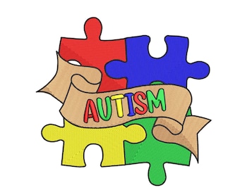 Autism Puzzle Pieces Embroidery Design 5 sizes, Autism Awareness Embroidery Design, Autism Puzzle Machine Embroidery File, Autism Embroidery