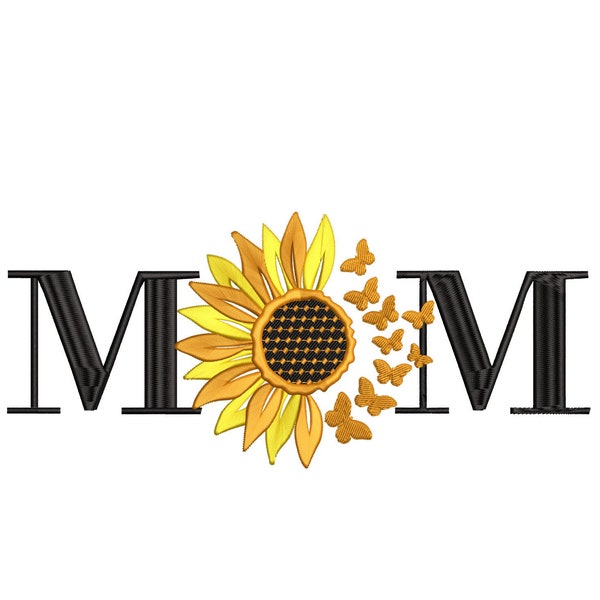 Floral Mama Embroidery Design 5 Sizes, Mom Sunflower Embroidery Files, Wildflowers Spring Mothers Embroidery Design, Mothers Day Embroidery