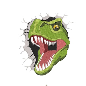 恐竜刺繍デザイン 5 サイズ、T-Rex 機械刺繍デザイン、恐竜刺繍機械ファイル、動物刺繍デザイン