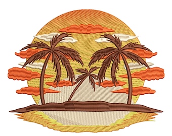 Sommer Strand Stickdatei, Palme Stickdatei, Maschinenstickdatei, Sommer Stickdatei