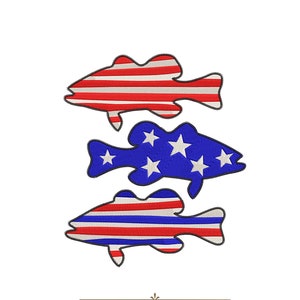 USA Bass Embroidery Design 5 Sizes, 4th Of July Embroidery Design, American Patriotic Embroidery Design, Boys Fishing Embroidery Design