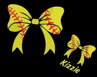 Softball Coquette Bow Embroidery Design 5 Sizes, Soft Girl Era Embroidery Design, Baseball Embroidery Design, Softball Sport Embroidery