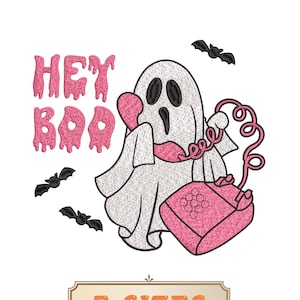 Hey Boo Ghost Embroidery Design 5 Sizes, Halloween Ghost Embroidery Design, Boo Machine Embroidery Files, Cute Ghost Face Embroidery File