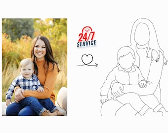 Outline Portrais Embroidery Design, Custom Photo Embroidery Digitizing, Custom Embroidery Digitizing Pattern, Custom Pet Logo Name Scheme