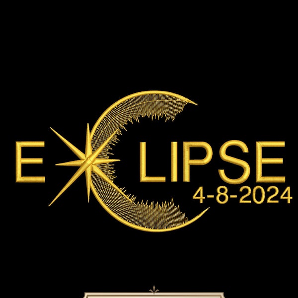 Total Solar Eclipse Embroidery Design 5 Sizes, Solar Eclipse April 8th 2024 Embroidery Designs, Astronomy Total Solar Eclipse 08/04/2024