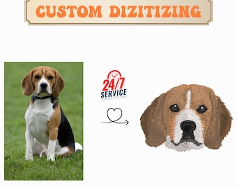 Custom Pet Embroidery Design, Custom Pet Embroidery Pattern, Personalized Pet Face and Pet name Embroidery File, Custom Logo Embroidery File