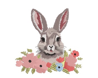 Bunny Embroidery Design 5 sizes, Cute Rabbit Embroidery Design, Happy Easter Embroidery Design, Animal Machine Embroidery File