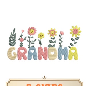 Grandma Flower Embroidery Design 5 sizes, Floral Grandmother Machine Embroidery File, Wild Flowers Embroidery Design, Mother's Day Gift