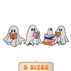 Book Ghost Embroidery Design 5 Sizes, Cute Ghost Book Embroidery, Funny Book Lover Halloween Embroidery Design, Spooky Season Embroidery