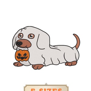 Dog Ghost Embroidery Design 5 Sizes, Ghost Dachshund Embroidery, Halloween Machine Embroidery Files, Ghost Puppy Embroidery, Dog Lover Gift