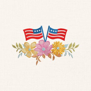 4th of July Hydrangea Flowers Embroidery Design, Patriotic Flag Embroidery File, Independence Day Hydrangea, American Flag Embroidery Design