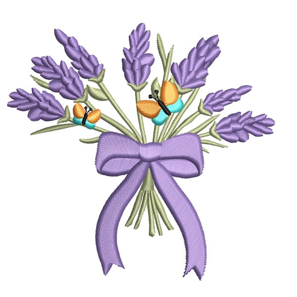 Lavendel Blumenstrauß Stickmuster - Stickdatei Stickmuster Maschinenstickerei Muster - Blumen Stickdatei - Instant Download