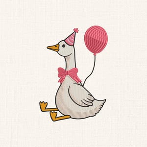 Silly Goose Birthday Balloon Embroidery Design 5 Sizes, Silly Goose Embroidery Design, Silly Goose Birthday, Instant Download.