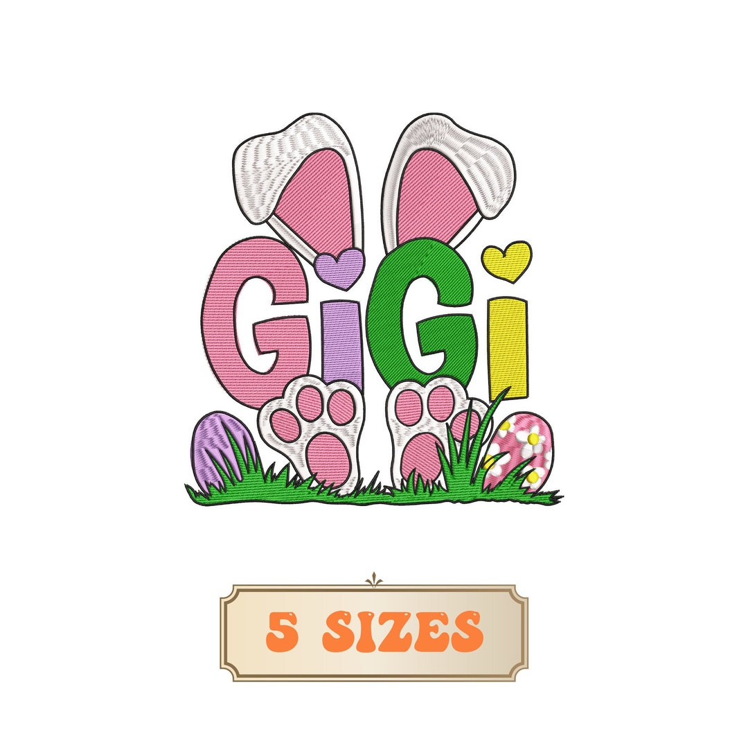 Gigi Bunny Easter Embroidery Design 5 Sizes, Easter Mama Machine