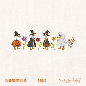Niedliche Gruselige Gans Halloween Stickdatei, Halloween Geist Hexe Gans Stickdatei, lustige Herbst Tier Design, Instant Download