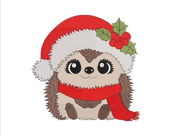 Christmas Hedgehog Embroidery Design 5 Sizes, Funny Hedgehog Machine Embroidery File, Winter Embroidery Design, Hedgehog Animal Lover Gift