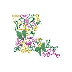 Louisiana Coquette-borduurontwerp 5 maten, Mardi Gras-borduurbestand, Mardi Gras Coquette, Fleur De Lis-borduurwerk, Fat Tuesday-ontwerp
