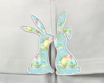 Easter Side Bow Applique Machine Embroidery Designs 5 Sizes, Easter Bunny Two Bunnies Split Side Seam, Easter Bunny Embroidery Design