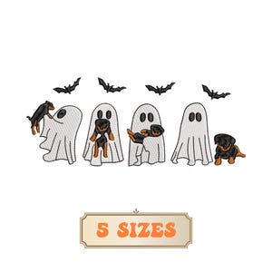 Dog Ghost Embroidery Design 5 Sizes, Halloween Ghost Dog Embroidery Design, Halloween Ghost Puppy Machine Embroidery, Halloween Embroidery