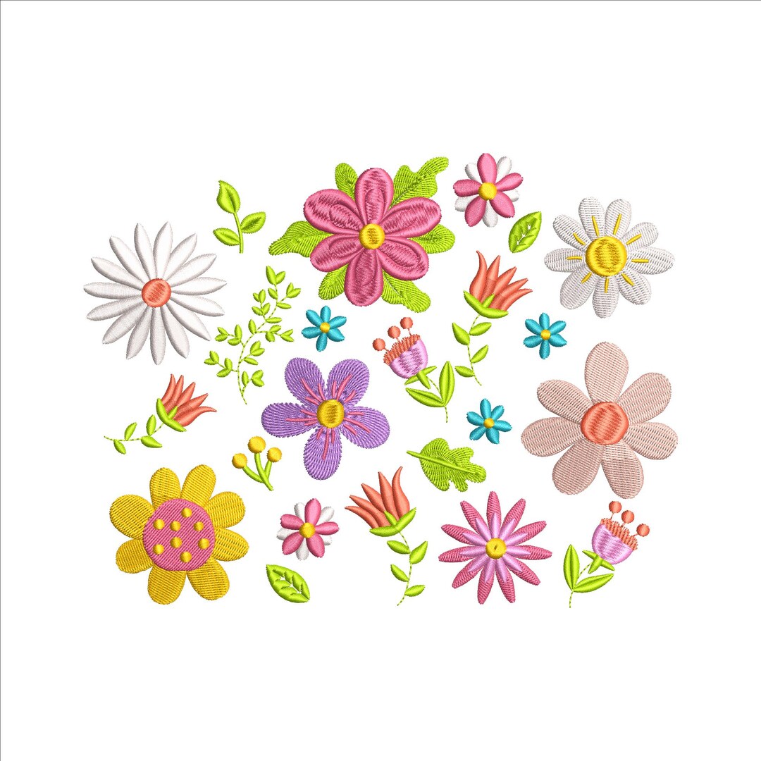 Cute Spring Flowers Machine Embroidery Design 5 Sizes, Wildflower ...