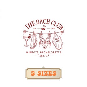 Broderie personnalisée pour enterrement de vie de jeune fille : Margarita à la cerise, broderie machine pour enterrement de vie de jeune fille à la plage, broderie Martinis et bikini, motif The Bach Club
