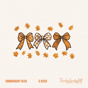 Diseño de bordado "Coqueta otoñal" (5 tamaños), diseño de bordado a máquina "Lazo Coqueta otoñal", diseño de bordado retro otoñal, bordado con ambiente otoñal