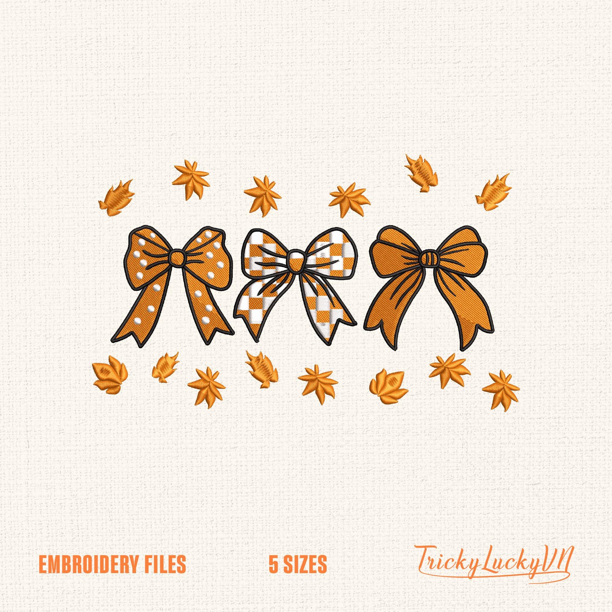 Fall Coquette Embroidery Design 5 Sizes, Fall Coquette Bow Machine Embroidery Design, Retro Fall Embroidery Design, Fall Vibes Embroidery
