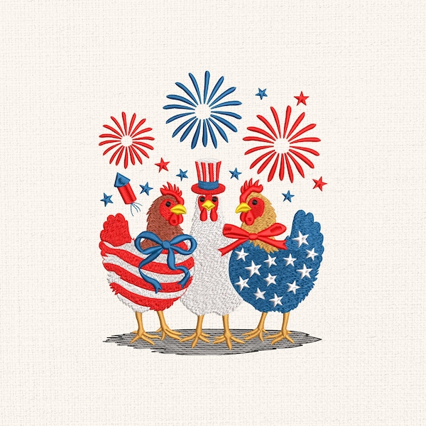 Embroidered patriotic chicken