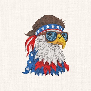 Desenho de bordado de águia americana, arquivo de bordado de 4 de julho, águia americana, desenho de águia patriótica, bordado à máquina, download instantâneo.