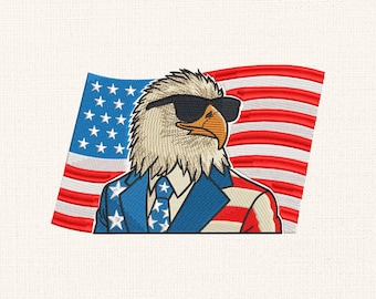 American Eagle Embroidery Design, 4th of July Patriotic Embroidery Design, USA Independence Day Machine Embroidery File, Instant Download