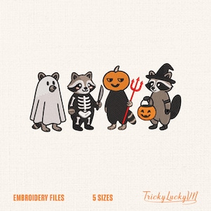 Funny Halloween Raccoon Embroidery Design, Spooky Raccoon Embroidery File, Spooky Season File, Feral Halloween Animal File, Instant Download